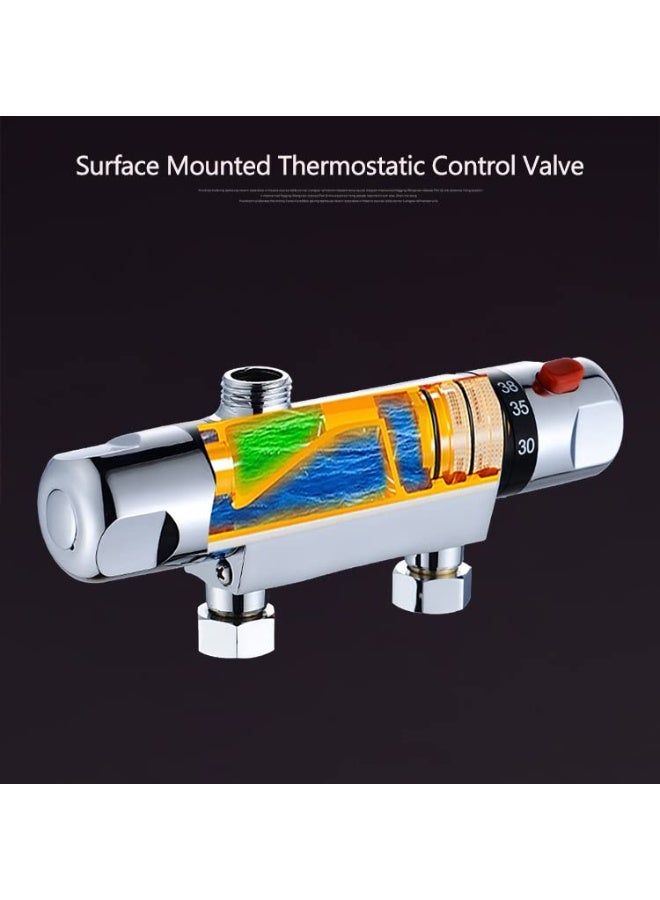 دايتويز صنبور دش حوض استحمام ثرموستاتي، قضيب صنبور دش مثبت على الحائط من الكروم، صمام تحويل من النحاس الكروم، صنبور مضاد للحروق، ملحقات حمام ذكية بدرجة حرارة ثابتة. - Image 3